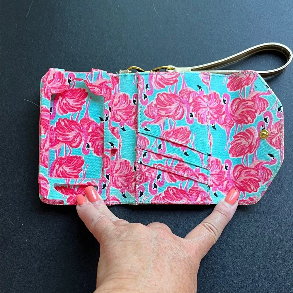 Lilly Pulitzer Shimmering Gold Wristlet phone holder